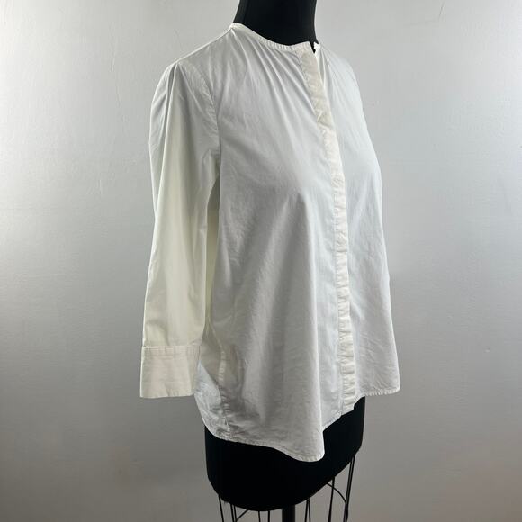 Samuji Sina White Button-Down Blouse Shirt Top Cotton 3/4 Sleeve Round Neck 34 - Picture 5 of 10